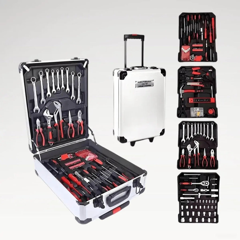 187 piece professional mechanic tool set with aluminum carrying case for automotive repair