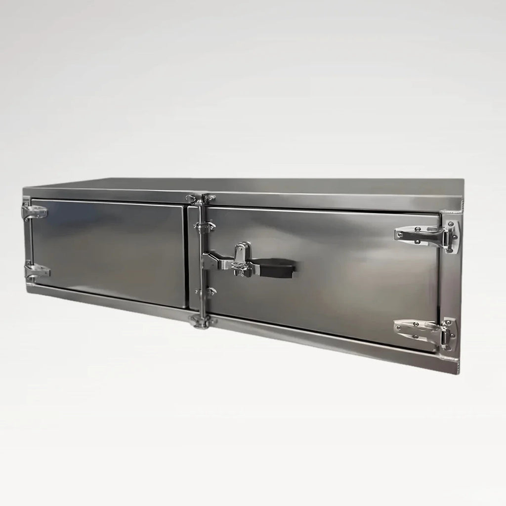 LANSHUO 201004 low-profile aluminum flatbed truck tool box with two sealed side-opening doors