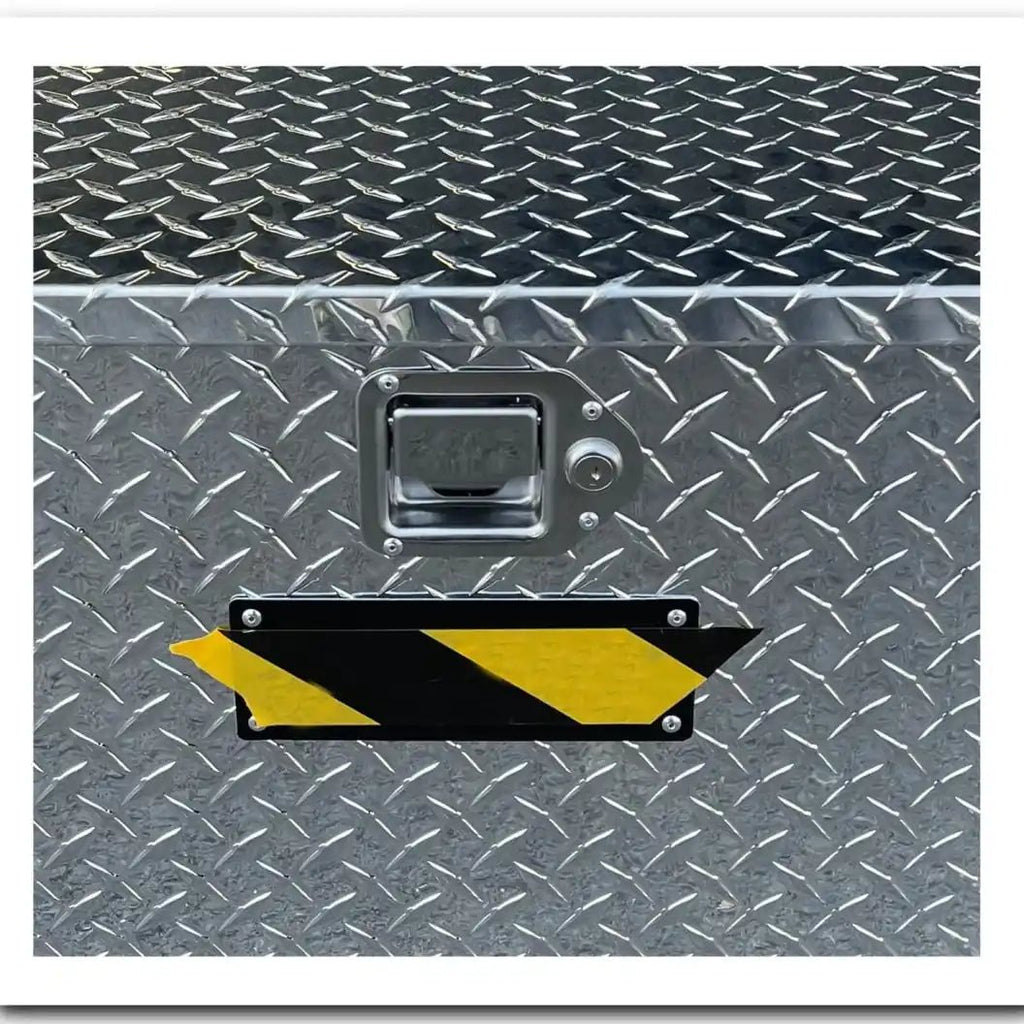 Recessed paddle lock and reflective safety marker detail on the 201011 trailer storage box
