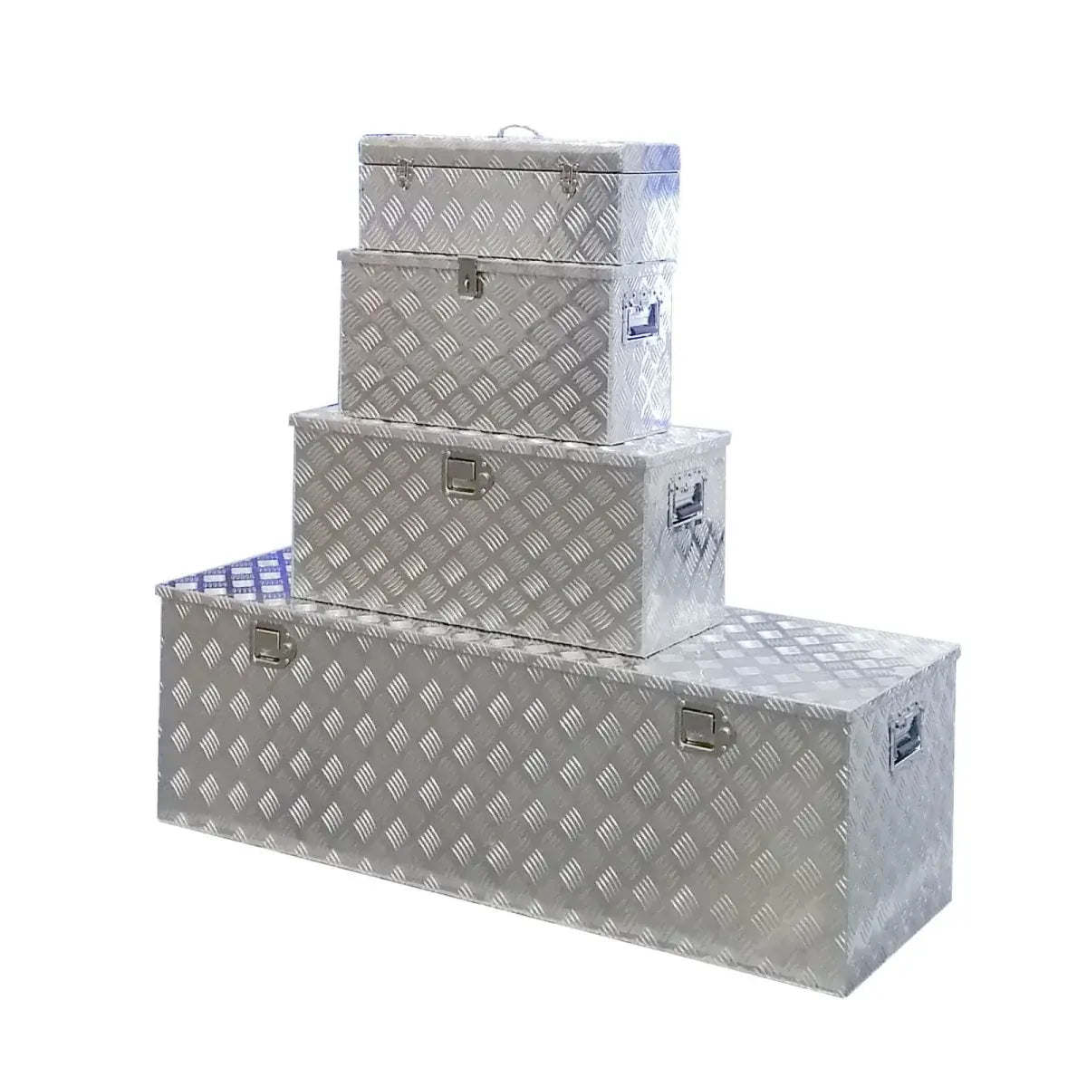201090-2 aluminum truck tool box size range with side handles and lockable lids