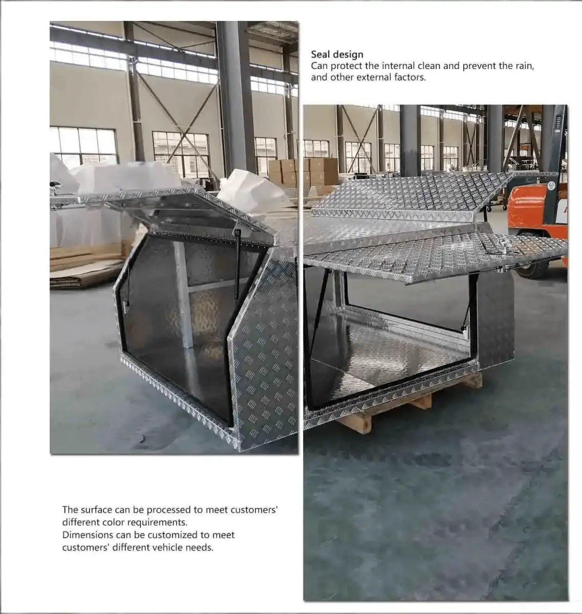 201111 aluminum canopy toolbox feature graphic showing sealed construction and custom options