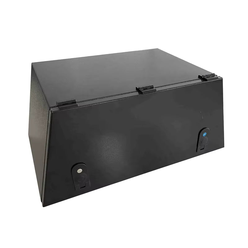 Model 201140 Large Space Aluminum Storage Box | Black Painted Checker Plate Trailer Toolbox | Custom Underbody Truck Chest for Caravans & Campers | Waterproof Tool Organizer