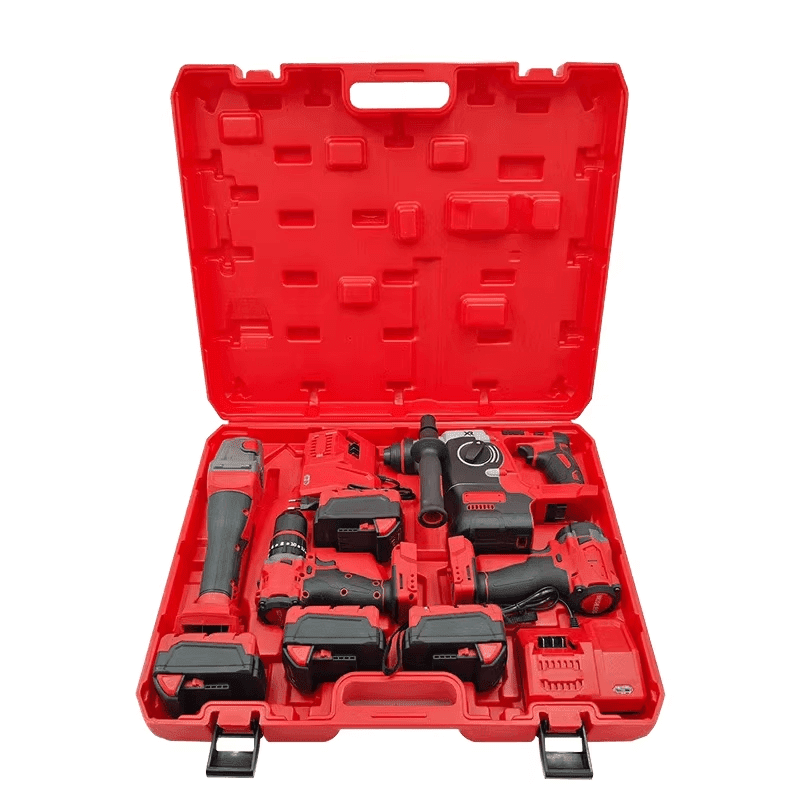 4 - in - 1 Cordless Lithium Battery Power Tool Combo Kit | Includes Rotary Hammer, Angle Grinder, Impact Wrench & Electric Drill | Industrial Heavy - Duty Repair Tool Set with Hard Case | Model GJTZ - 33 - AutoToolCabinets