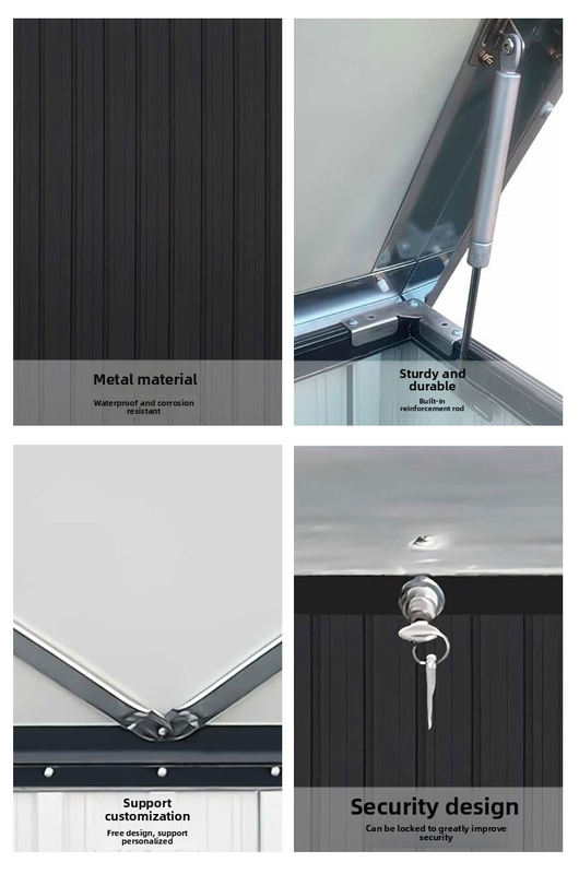 GS-3 Outdoor Metal Garden Storage Box | 165cm Large Capacity Tool Chest | Weatherproof & Rot-Proof with Locking System | Dark Gray Galvanized Steel for Backyard & Patio