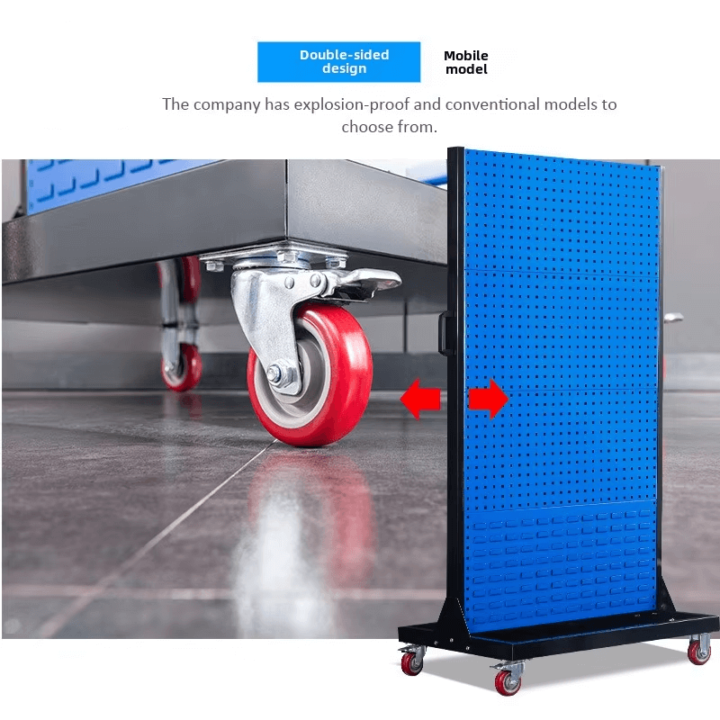 PBD-14 Industrial Metal Pegboard Display Stand | 1.2m Multi-functional Hardware Tools Showroom Rack | 100kg Capacity Heavy-Duty Promotional Shelf System