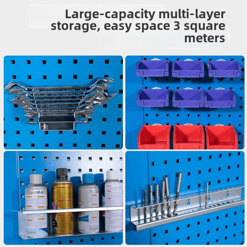 PBD-14 Industrial Metal Pegboard Display Stand | 1.2m Multi-functional Hardware Tools Showroom Rack | 100kg Capacity Heavy-Duty Promotional Shelf System