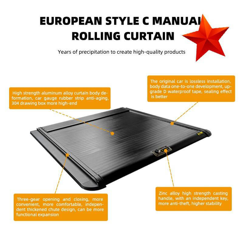 Retractable Aluminum Roller Shutter for Isuzu D-Max | Pickup Truck Tonneau Cover with Side Railing | Anti-Theft & Waterproof Bed Lid | Model PKXG-12