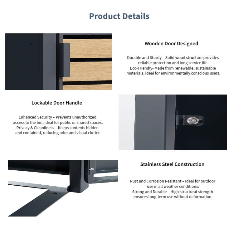 GS - 4 Industrial Outdoor Garbage Can Cabinet | 1.32m Wide Dual - Door Metal Recycling Station | Galvanized Steel Trash Bin Enclosure for Parks & Commercial Use - AutoToolCabinets