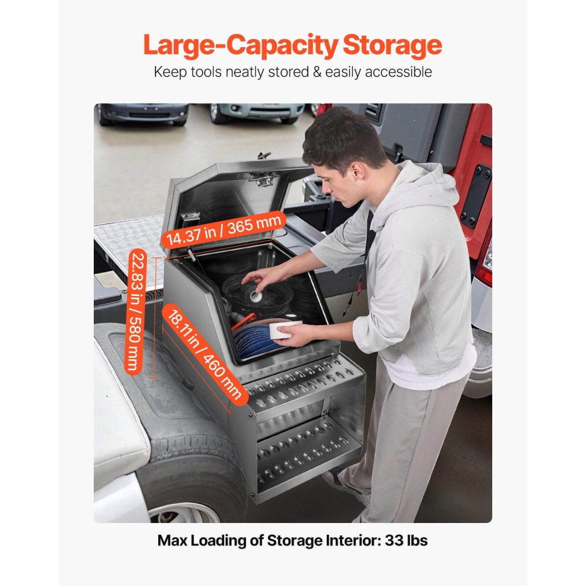 Heavy Duty Aluminum Semi Truck Side Storage Saddle Step Tool Box Heavy Duty Aluminum Semi Truck 18" X 25" X 28" Side Storage Saddle Step Box Toolbox - AutoToolCabinets