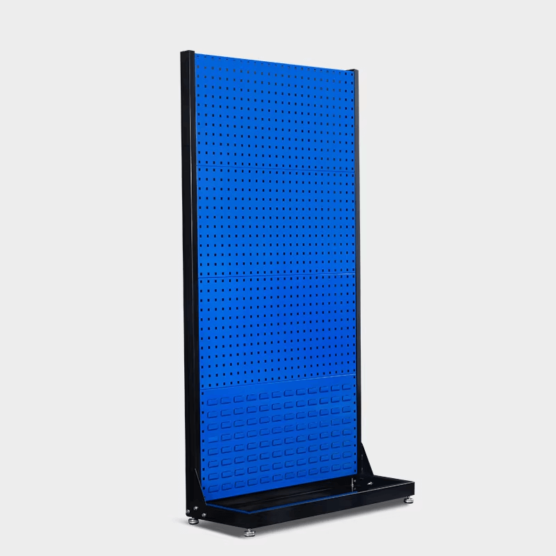 PBD - 14 Industrial Metal Pegboard Display Stand | 1.2m Multi - functional Hardware Tools Showroom Rack | 100kg Capacity Heavy - Duty Promotional Shelf System - AutoToolCabinets