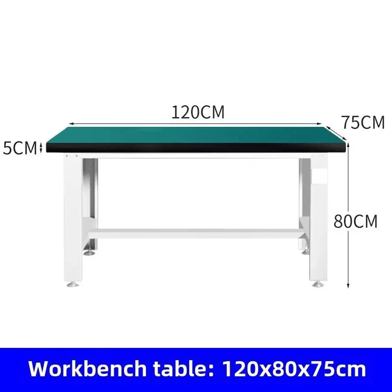 PBD-26 green-top workbench dimension diagram showing 120 cm width, 75 cm depth and 80 cm height