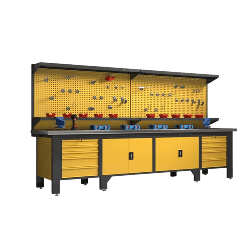 PBD - 29 Industrial Heavy Duty Cold Rolled Steel Workbench & Tool Cabinet | 2 - Ton Load Capacity Modular Workshop Storage System | Customizable Garage Workstation with Pegboard & Lockable Drawers - AutoToolCabinets
