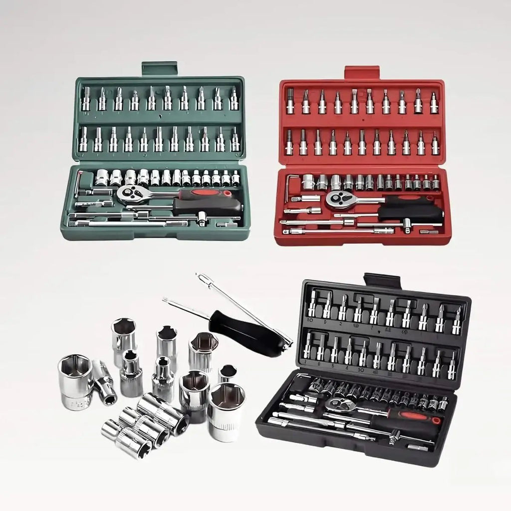 RW-4 46-Piece 1/4-Inch Socket Wrench Set with Ratchet - LANSHUO